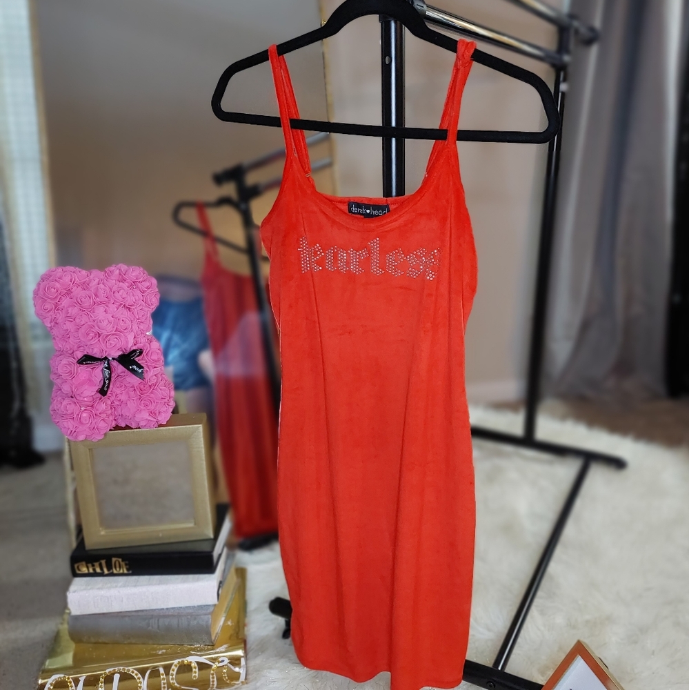 *WORN ONCE* DEREK HEART Spaghetti Strap FEARLESS Red mini dress Sz Small